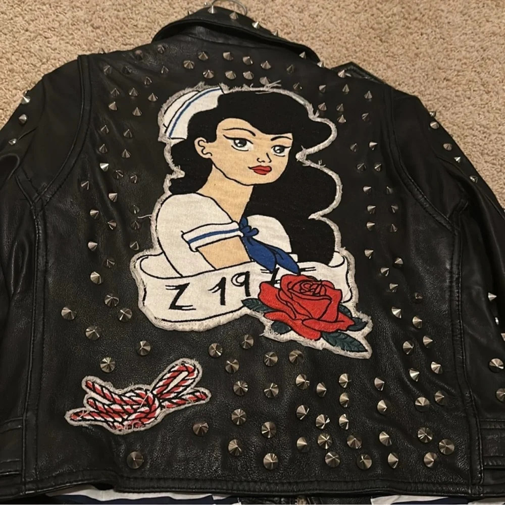 Embroidered Studded Moto Jacket – Statement Piece - Picture 8 of 11